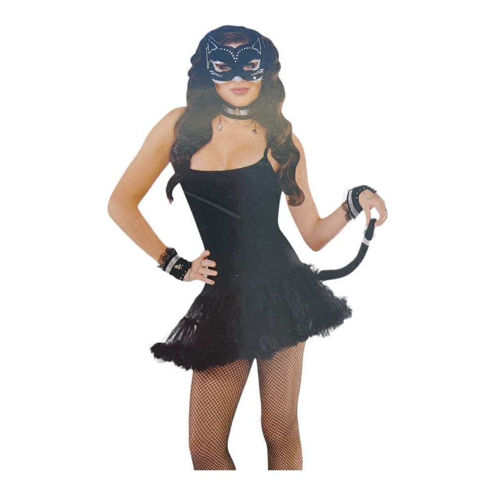 Amscan Vixen Cat Accessory Set Costume Black Masquerade Mask Tail Cuffs Novelty - Picture 4 of 4